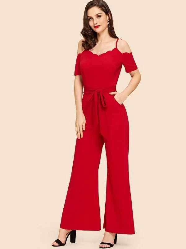 Red Wide Leg Jumpsuit - Bella Chic Fashion Boutique S / Red