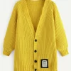 Rip Detail Buttoned Up Knit Coat