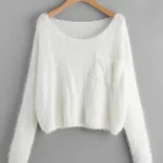 Single Pocket Front Fuzzy Sweater