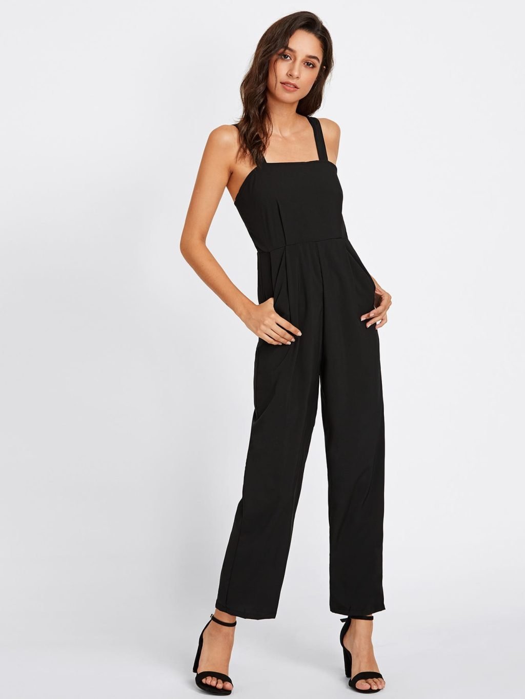 Adjustable Strap Button Back Jumpsuit - Select and You