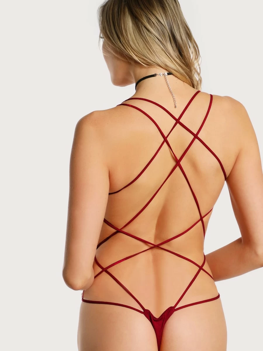 Strappy Open-Back Thong Bodysuit - Select and You